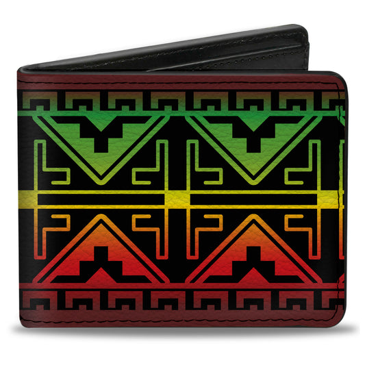 Bi-Fold Wallet - Geomteric2 Black Red Yellow Green