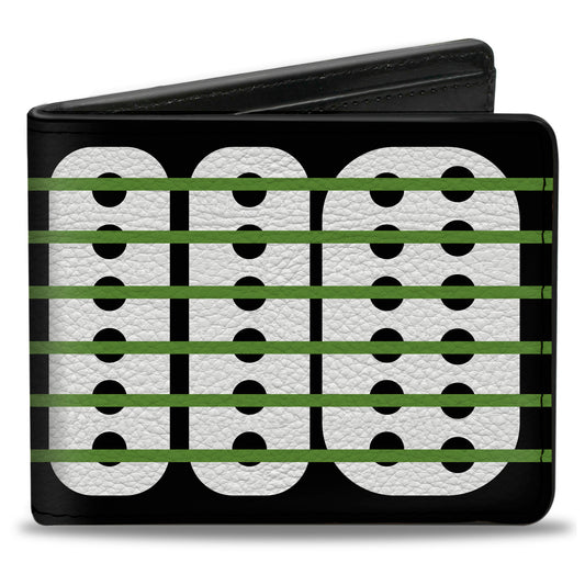 Bi-Fold Wallet - Guitar Neck Black White Lime Green