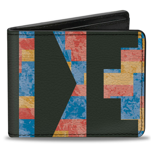 Bi-Fold Wallet - Geometric8 Charcoal Orange Gold Blue