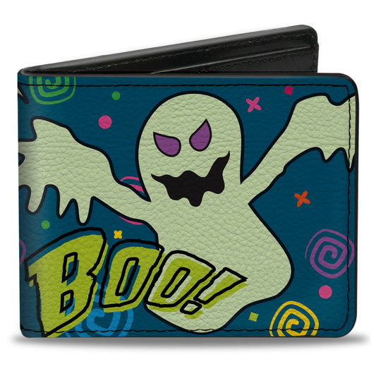 Bi-Fold Wallet - Ghost BOO! Blue Multi Color