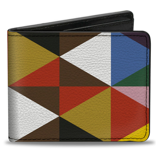 Bi-Fold Wallet - Geometric Triangle Blocks Multi Color