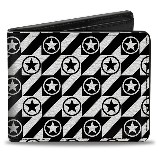 Bi-Fold Wallet - Houndstooth Star Black White
