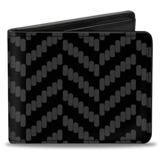 Bi-Fold Wallet - Herringbone Jagged Black Gray