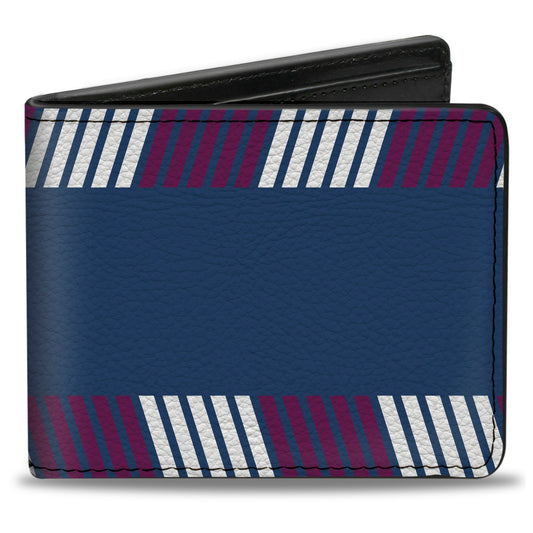 Bi-Fold Wallet - Hash Mark Stripe Turquoise Fuchsia White