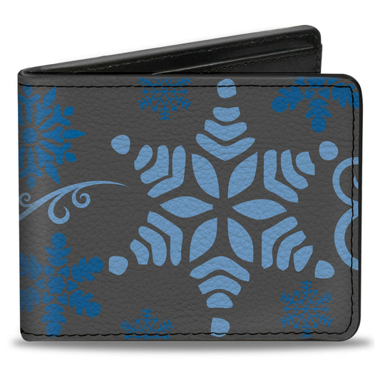 Bi-Fold Wallet - Holiday Snowflakes Gray Blue