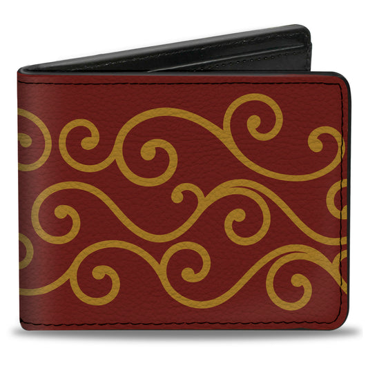 Bi-Fold Wallet - Holiday Trim Swirls Red Gold
