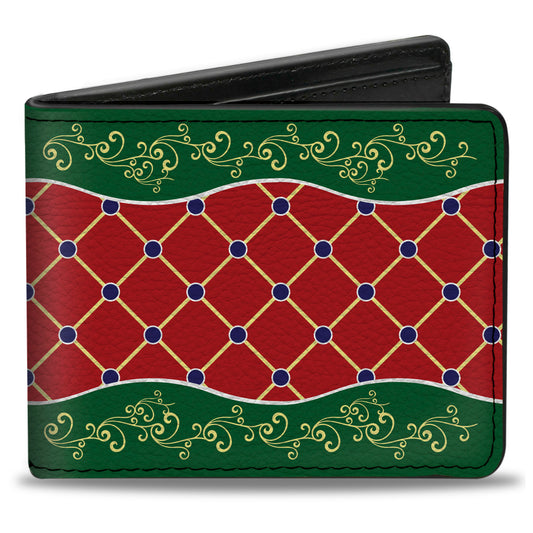 Bi-Fold Wallet - Holiday Trim Stripe Green Red