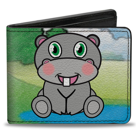 Bi-Fold Wallet - Hippo Cartoon