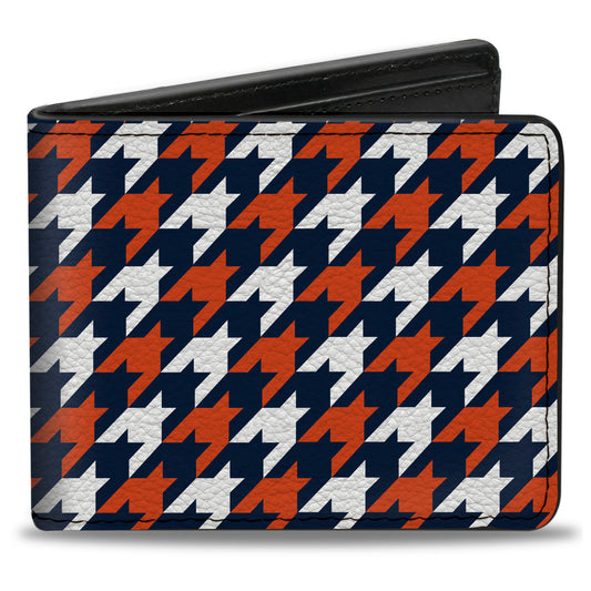Bi-Fold Wallet - Houndstooth Navy Orange White