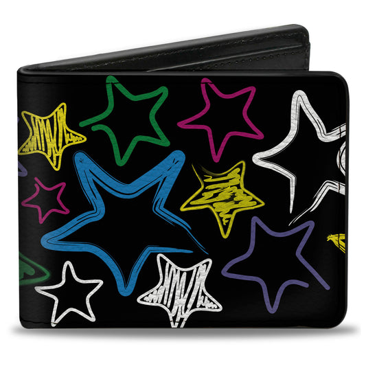 Bi-Fold Wallet - Sketch Stars Black Multi Color