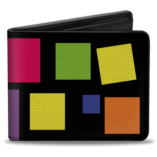 Bi-Fold Wallet - Squares Black Multi Color