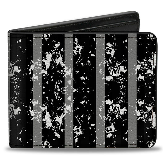 Bi-Fold Wallet - Vertical Stripes White Black Gray