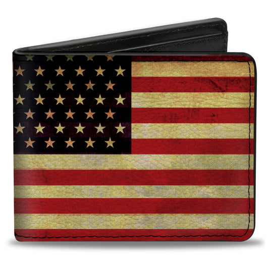 Bi-Fold Wallet - Vintage US Flag Repeat
