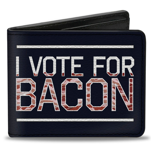Bi-Fold Wallet - VOTE FOR BACON Black White Bacon