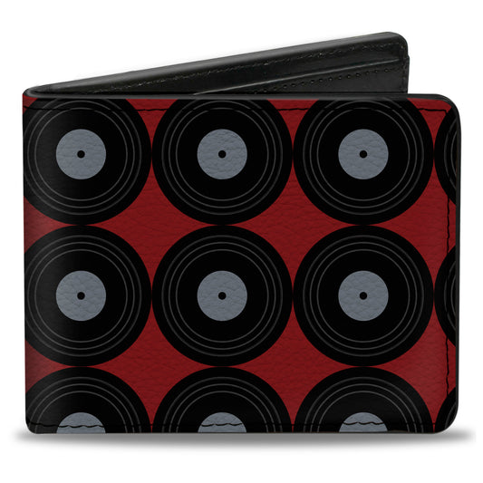 Bi-Fold Wallet - Vinyl Records 2-Stripe Red Black Gray