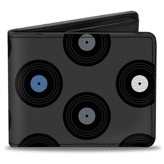 Bi-Fold Wallet - Vinyl Records Gray Black Red Blue White