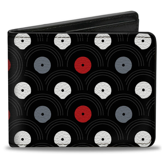 Bi-Fold Wallet - Vinyl Records Stacked Black Gray Red White