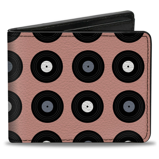 Bi-Fold Wallet - Vinyl Records Tan Black Gray White