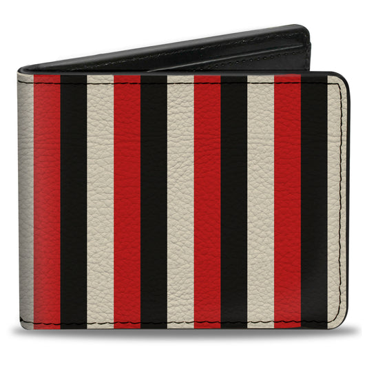 Bi-Fold Wallet - Vertical Stripes3 Black Bright Red White