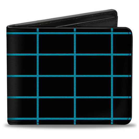 Bi-Fold Wallet - Wire Grid Black Blue