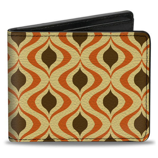 Bi-Fold Wallet - Wallpaper1 Ogee Tan Orange Brown