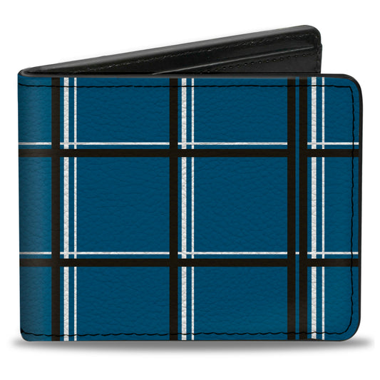 Bi-Fold Wallet - Wire Grid Turquoise Gray White