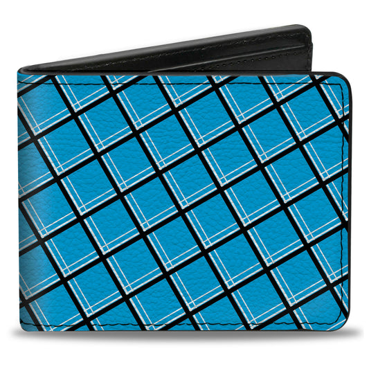 Bi-Fold Wallet - Wire Grid Baby Blue Black White