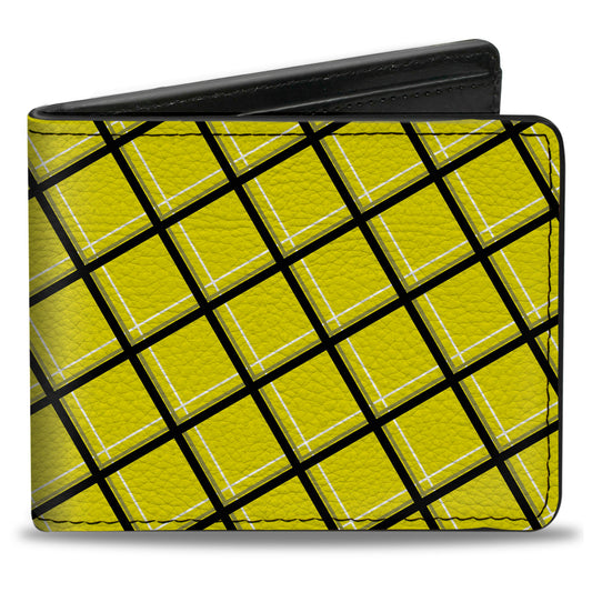 Bi-Fold Wallet - Wire Grid Yellow Black Gray