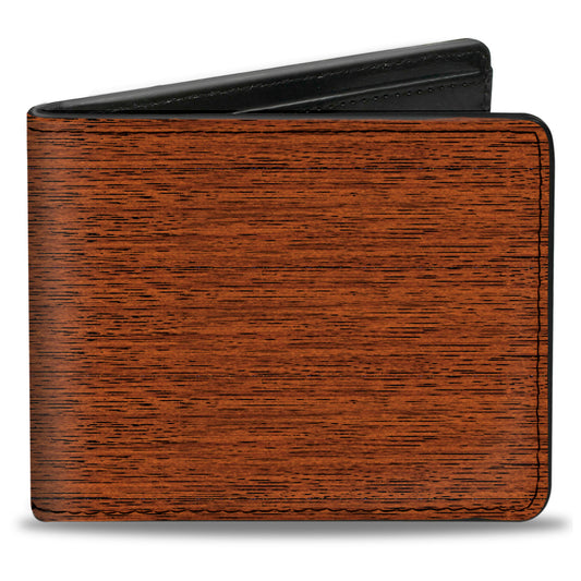Bi-Fold Wallet - Wood Grain2 Horizontal Reddish Brown