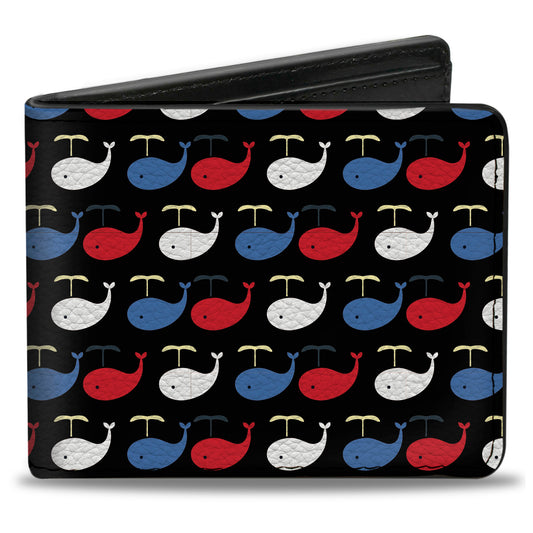 Bi-Fold Wallet - Whales Navy Red White Blue
