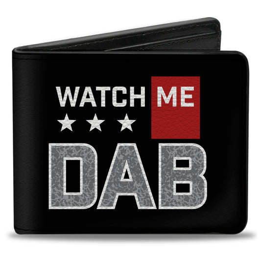 Bi-Fold Wallet - WATCH ME DAB Stars Black Red White Crackle Gray