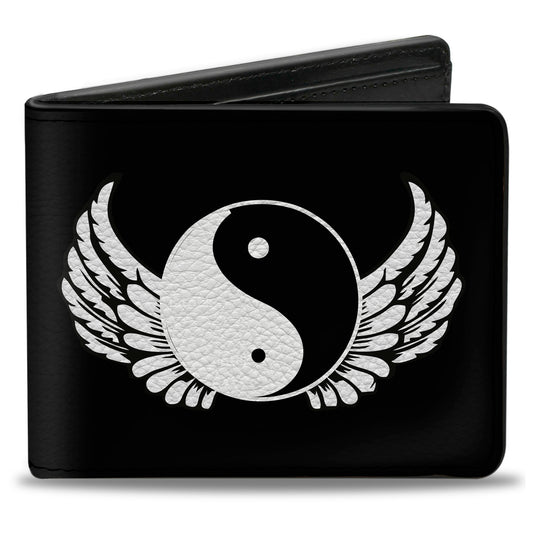 Bi-Fold Wallet - Yin Yang w Wings Black White