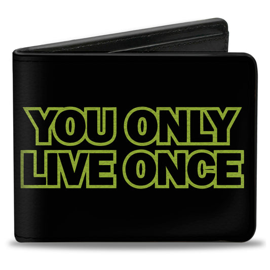 Bi-Fold Wallet - YOU ONLY LIVE ONCE Black Neon Green