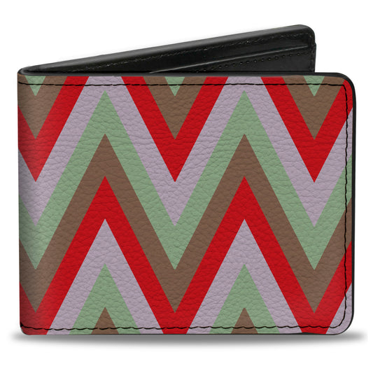 Bi-Fold Wallet - Zig Zag White Tan Gray Red