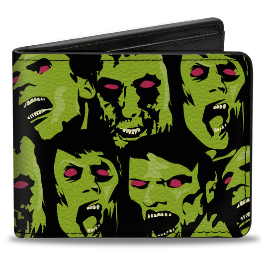 Bi-Fold Wallet - Zombie Expressions Black Green Red