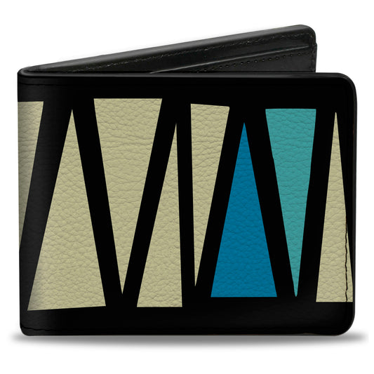 Bi-Fold Wallet - Zig Zag Doodle Black Cream Blues