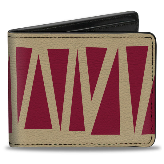 Bi-Fold Wallet - Zig Zag Doodle Tan Red