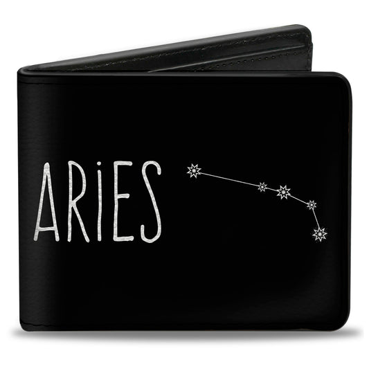 Bi-Fold Wallet - Zodiac ARIES Constellation Black White