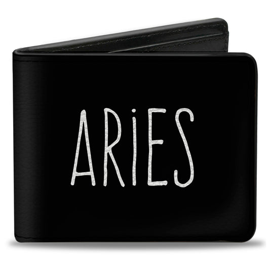 Bi-Fold Wallet - Zodiac ARIES Symbol Black White