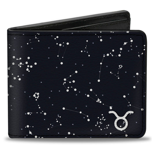 Bi-Fold Wallet - Zodiac Taurus Symbol Constellations Black White
