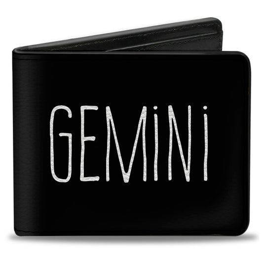 Bi-Fold Wallet - Zodiac GEMINI Symbol Black White