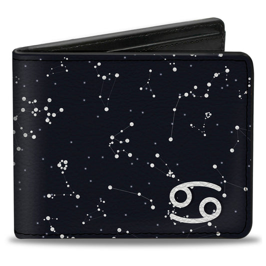 Bi-Fold Wallet - Zodiac Cancer Symbol Constellations Black White
