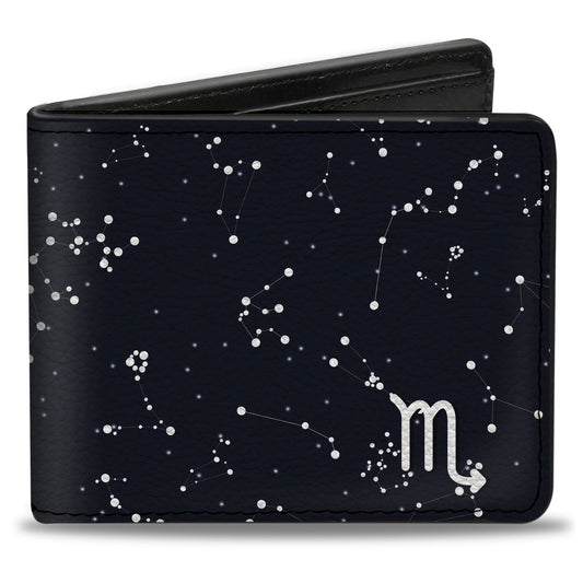 Bi-Fold Wallet - Zodiac Scorpio Symbol Constellations Black White