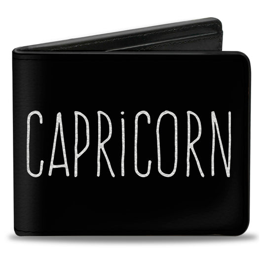 Bi-Fold Wallet - Zodiac CAPRICORN Symbol Black White