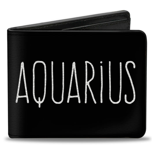 Bi-Fold Wallet - Zodiac AQUARIUS Symbol Black White