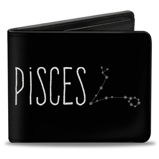 Bi-Fold Wallet - Zodiac PISCES Constellation Black White