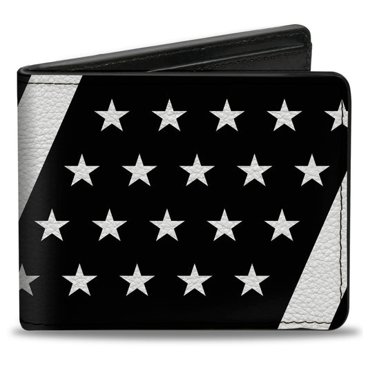 Bi-Fold Wallet - American Flag Diagonal Black White
