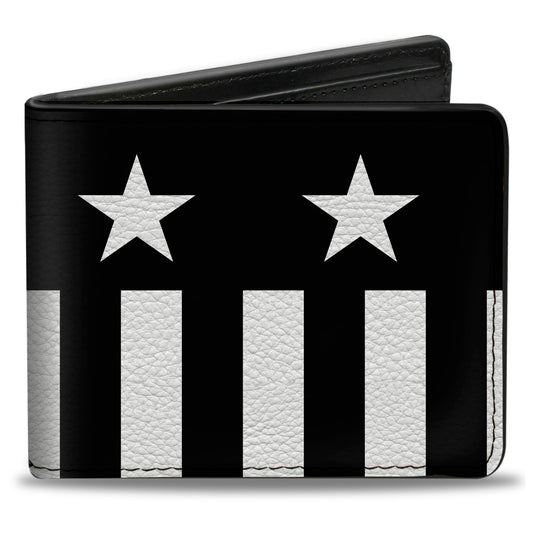 Bi-Fold Wallet - Americana Stars & Stripes Black White