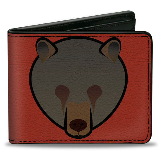 Bi-Fold Wallet - Brown Bear Repeat Orange