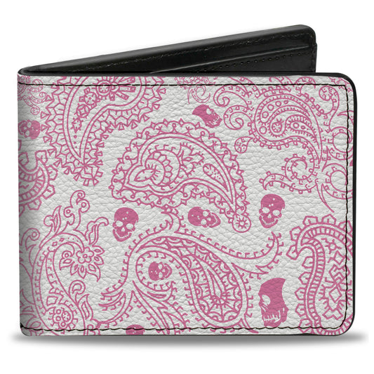 Bi-Fold Wallet - Bandana Skulls White Pink